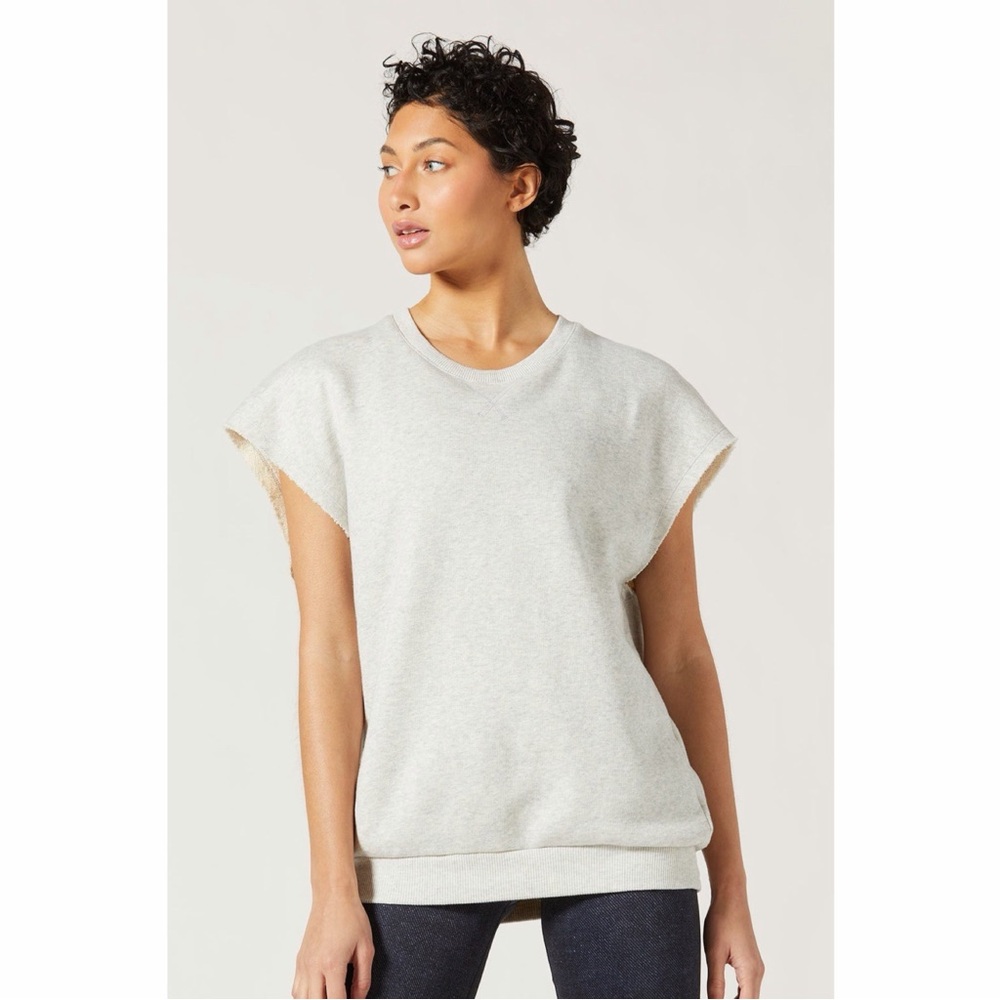 Wear It To Heart Chelsea Sleeveless Muscle‎ Sweatshirt in Oatmeal Small NWT